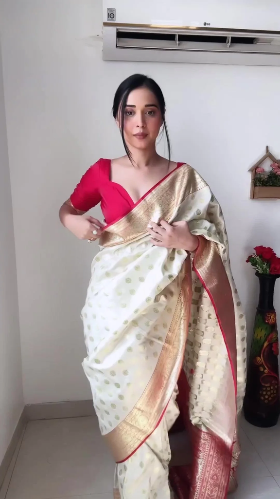 Ready To Wear Beige Soft Silk Saree