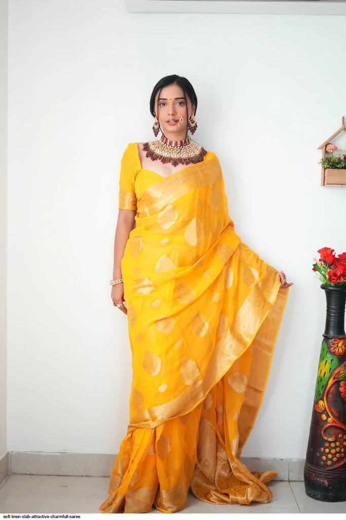 Ready To Wear Yellow Cotton Silk Saree