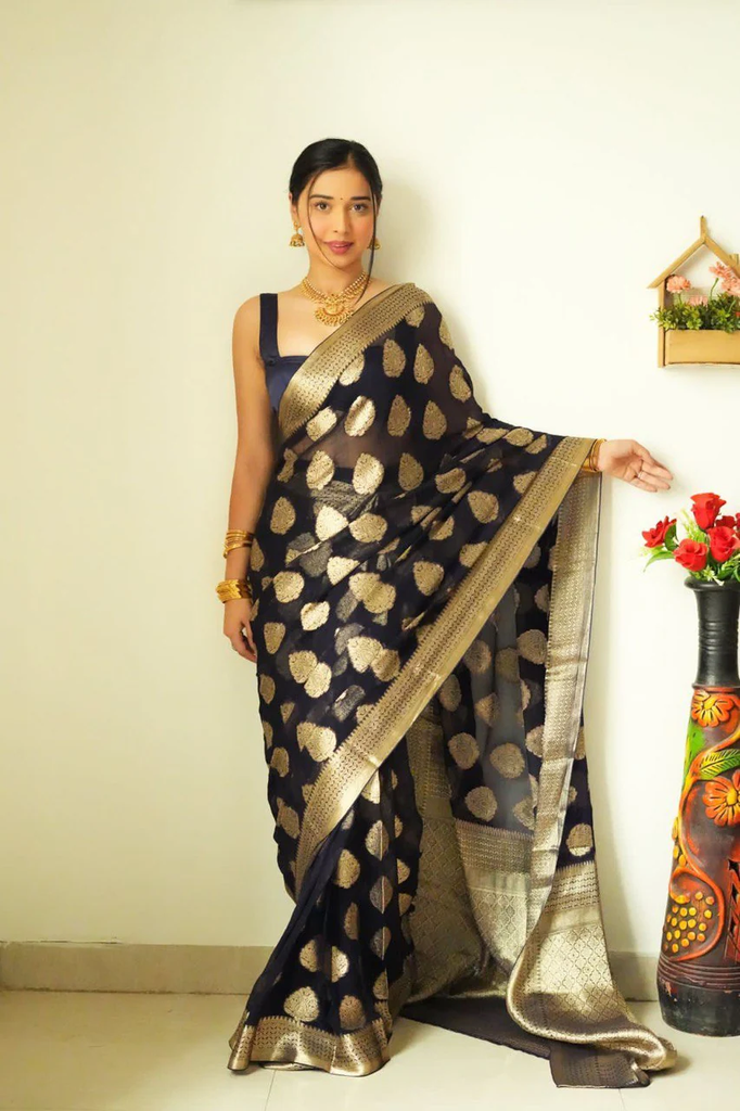 Ready To Wear Black Soft Silk Saree