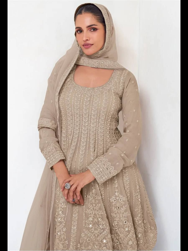 Beige Georgette Sharara kurta set