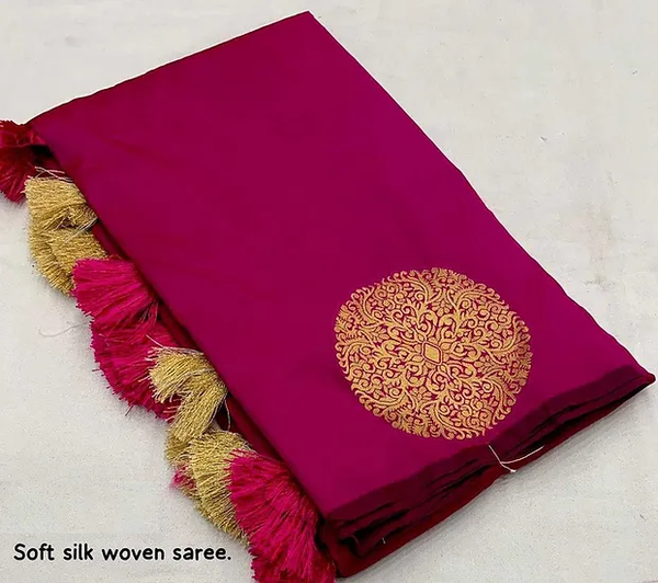 Semi Silk Ready to Wear Saree With Zari Motifs and Rich Zari Pallu