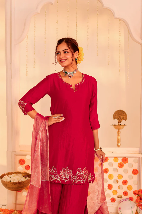 Bright Red Kurti Set