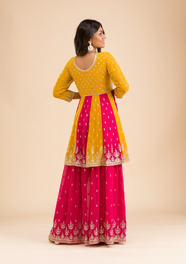 Rani Pink Zariwork Georgette Readymade Salwar Suit