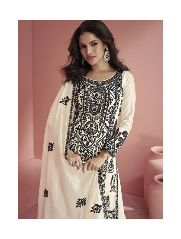 Lucknowi Thread Embroidery Palazzo Suit