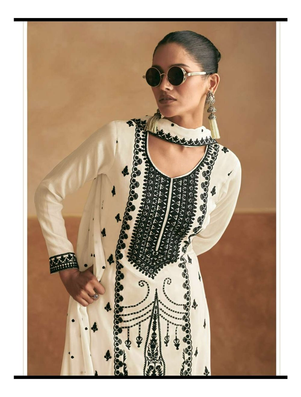 Lucknowi Thread Embroidery Palazzo Suit