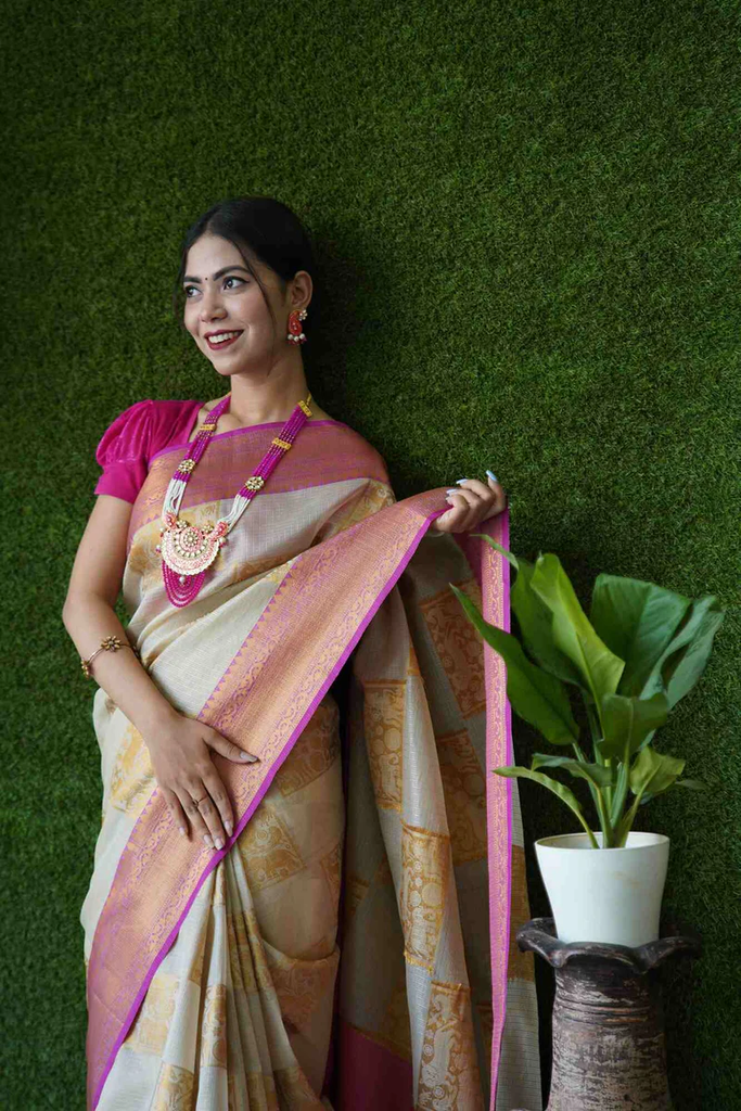 Zari Woven Heavy Pallu Kanchipuram Wrap in 1 minute saree