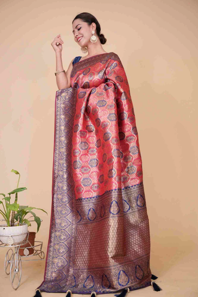 PREDRAPED PREMIUM BANARASI WOVEN WITH HEAVY JACQUARD WORK & BROAD BORDER READY TO WEAR SAREE