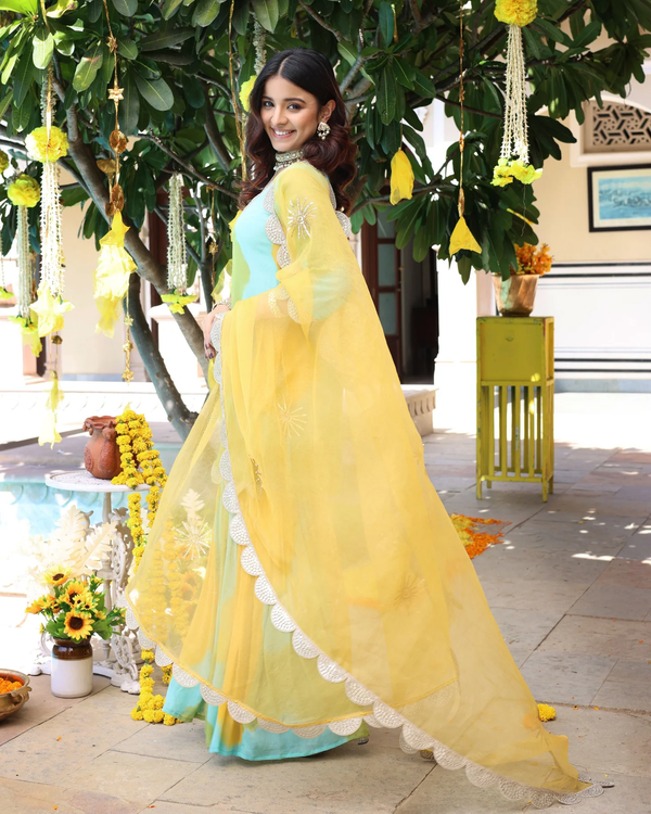 YELLOW TIE DYE GEORGETTE SUIT SET