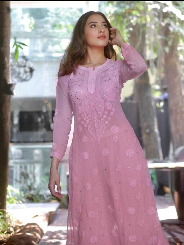 Mauve Mist Chikankari Kurta Set