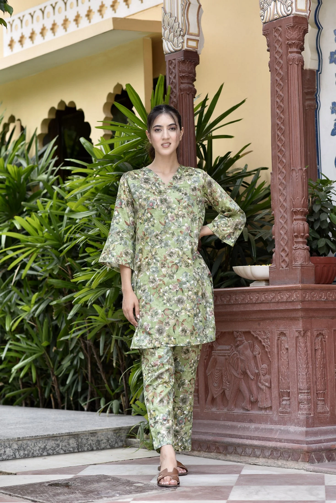 GREEN FLORAL CO-ORD SET