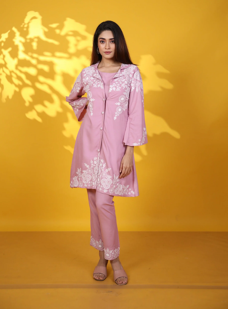 IRIS FLAMINGO EMBROIDERED CO-ORD SET