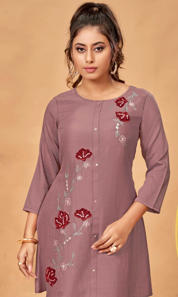 TUHINA LAVENDER APPLIQUE CO-ORD SET