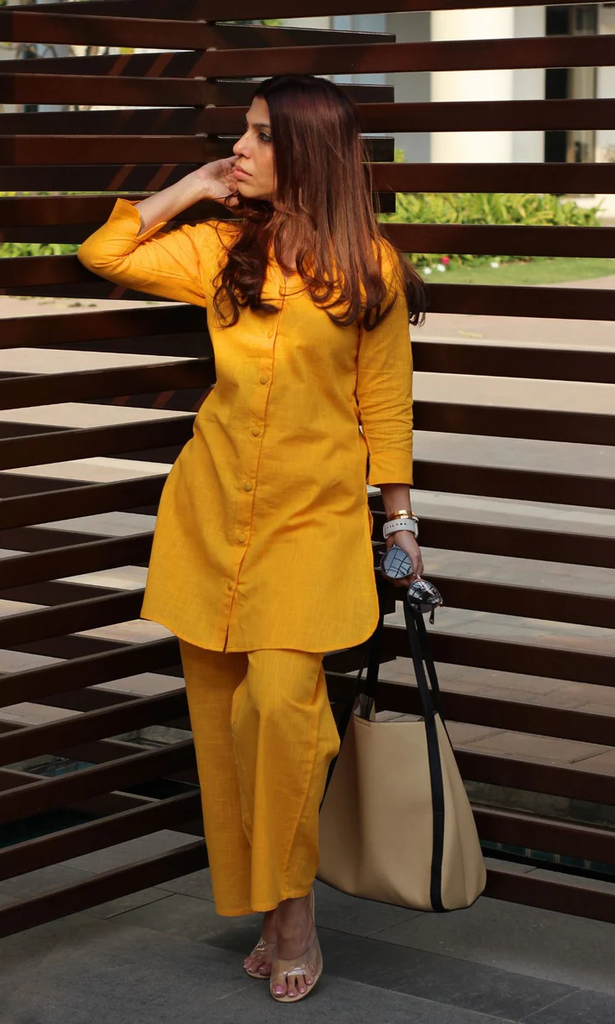 Cotton Slub Yellow Coord Set