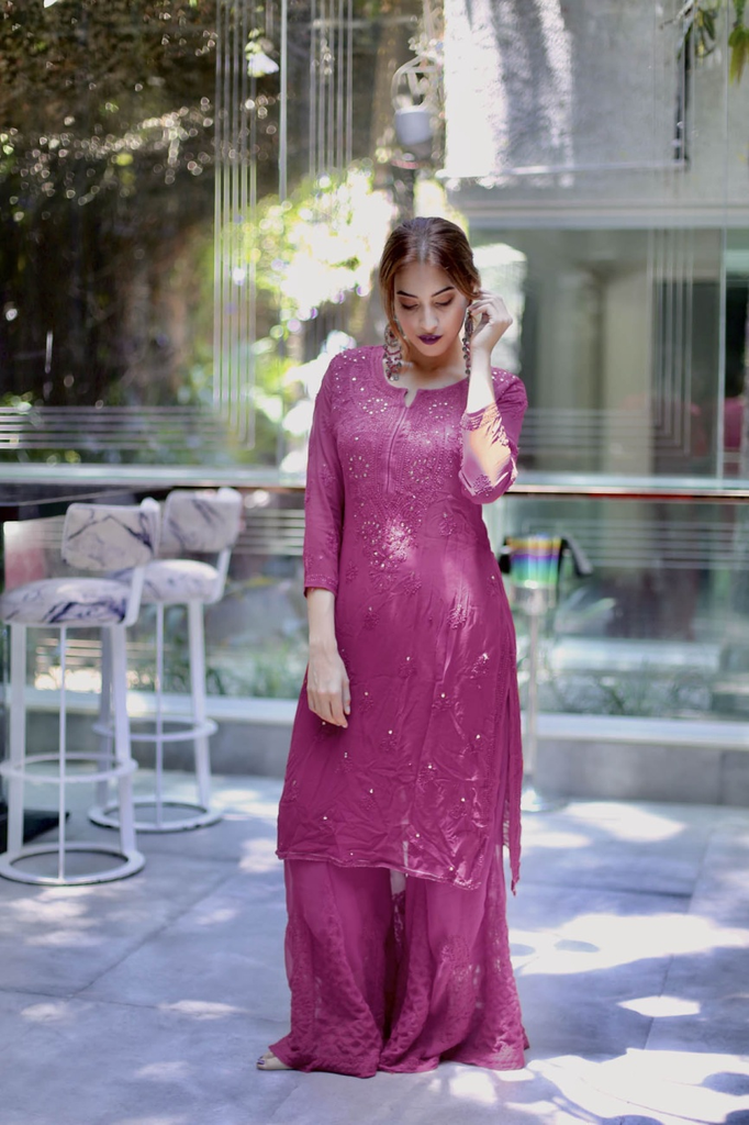 Mulberry Chikankari Kurta